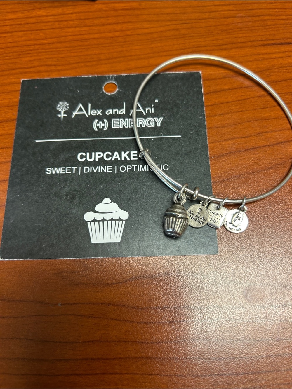 Alex and Ani Silver Cupcake Charm Bangle Bracelet